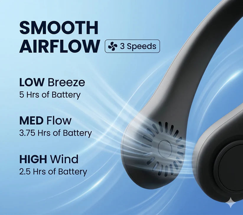 Wearable Neck Fan | Soft Airflow | Outdoor & Travel Cooling